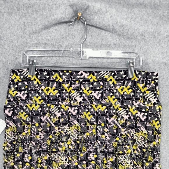 Lularoe NEW! Cassie Skirt Womens Size XL Black Gray Yellow Geometric Pull On - Picture 9 of 13